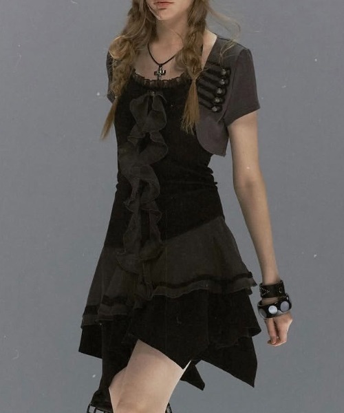Cest Nous(セヌー)の「【Cest Nous】Napoleon dress / 【セヌー】ナポレオンレースフリルワンピース(ワンピース・レディース・ベージュ/ブラック・S/M)」の7枚目の写真