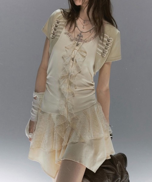Cest Nous(セヌー)の「【Cest Nous】Napoleon dress / 【セヌー】ナポレオンレースフリルワンピース(ワンピース・レディース・ベージュ/ブラック・S/M)」の16枚目の写真