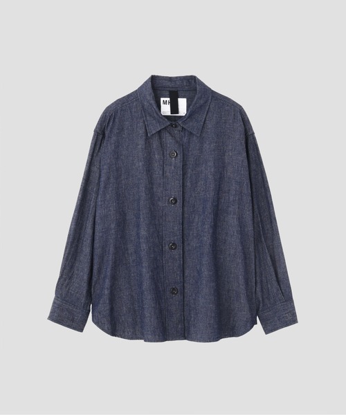 MHL.(エムエイチエル)の「COTTON LINEN DENIM(シャツ/ブラウス・レディース・インディゴブルー・2/1)」の4枚目の写真