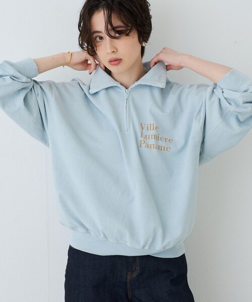 REMI RELIEF（レミレリーフ）の「【2026AW新作 / REMI RELIEF / レミレリーフ】別注裏毛ハーフZIPスウェット / 日本製（スウェット・レディース・アイボリー/サックスブルー/ブラック・フリー）」の3枚目の写真