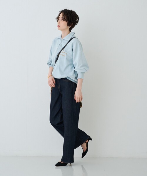 REMI RELIEF（レミレリーフ）の「【2026AW新作 / REMI RELIEF / レミレリーフ】別注裏毛ハーフZIPスウェット / 日本製（スウェット・レディース・アイボリー/サックスブルー/ブラック・フリー）」の17枚目の写真