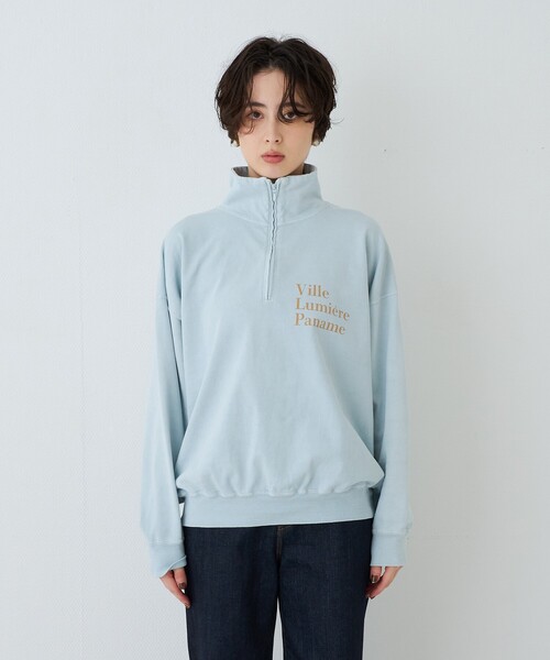 REMI RELIEF（レミレリーフ）の「【2026AW新作 / REMI RELIEF / レミレリーフ】別注裏毛ハーフZIPスウェット / 日本製（スウェット・レディース・アイボリー/サックスブルー/ブラック・フリー）」の5枚目の写真