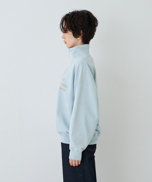 REMI RELIEF（レミレリーフ）の「【2026AW新作 / REMI RELIEF / レミレリーフ】別注裏毛ハーフZIPスウェット / 日本製（スウェット・レディース・アイボリー/サックスブルー/ブラック・フリー）」の6枚目の写真