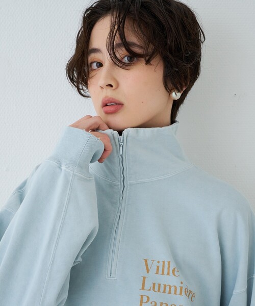 REMI RELIEF（レミレリーフ）の「【2026AW新作 / REMI RELIEF / レミレリーフ】別注裏毛ハーフZIPスウェット / 日本製（スウェット・レディース・アイボリー/サックスブルー/ブラック・フリー）」の9枚目の写真