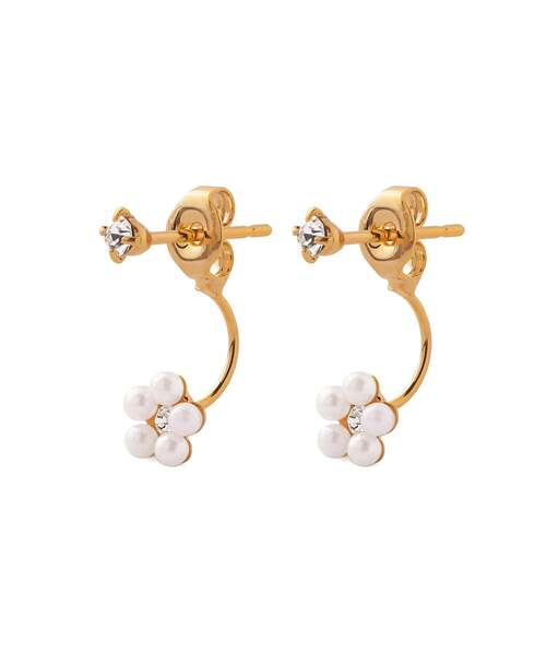 ANEMONE（アネモネ）の「ビジュー×フラワーバックキャッチピアス（ピアス（両耳用）・レディース・シルバー/ピンク/ホワイト/ブラック・FREE）」の2枚目の写真