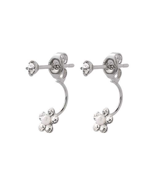 ANEMONE（アネモネ）の「ビジュー×フラワーバックキャッチピアス（ピアス（両耳用）・レディース・シルバー/ピンク/ホワイト/ブラック・FREE）」の4枚目の写真