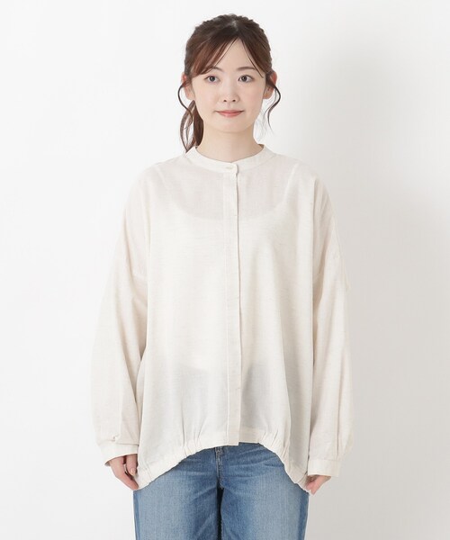 one'sterrace(ワンズテラス)の「麻混裾ギャザー ワイドシャツ(シャツ/ブラウス・レディース・その他/イエロー系9/アイボリー系8・02)」の4枚目の写真