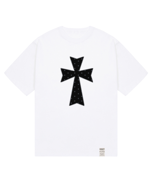 GRAVER（グレーバー）の「[ユニセックス]ドットクロス2 半袖Tシャツ_3カラー（Tシャツ/カットソー・レディース・ネイビー/ライトグレー/ホワイト・LARGE/SMALL/MEDIUM）」の8枚目の写真