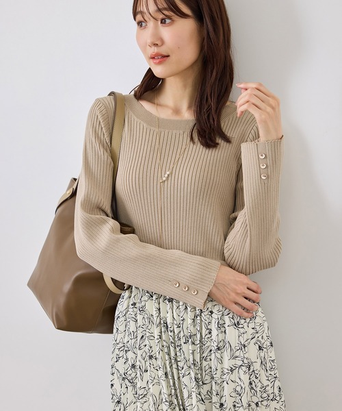 ROPE' PICNIC(ロペピクニック)の「ニットドッキング花柄ワンピース(ワンピース・レディース・ベージュ/ブラック・FREE)」の7枚目の写真
