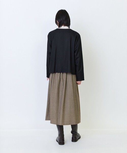LOISIR(ロワズィール)の「ウールフラノベルテッドジャケット(ノーカラージャケット・レディース・ブラック/ブラウン・FREE)」の10枚目の写真