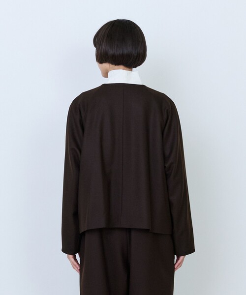 LOISIR(ロワズィール)の「ウールフラノベルテッドジャケット(ノーカラージャケット・レディース・ブラック/ブラウン・FREE)」の13枚目の写真