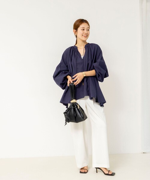 NOLLEY’S(ノーリーズ)の「ウォッシャブルオーバーブラウス(シャツ/ブラウス・レディース・ネイビー/ベージュ/サックスブルー・38)」の20枚目の写真