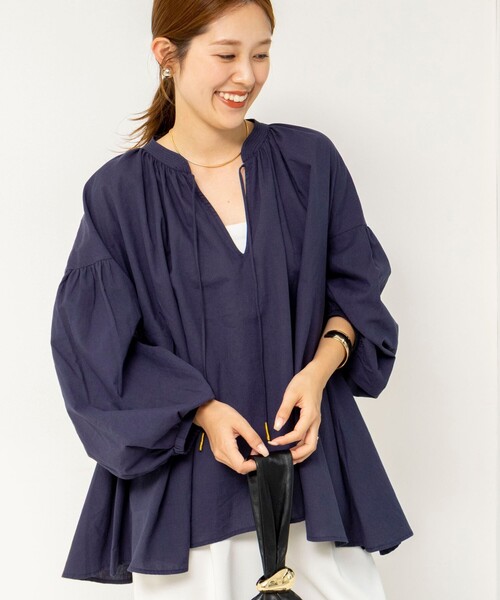NOLLEY’S(ノーリーズ)の「ウォッシャブルオーバーブラウス(シャツ/ブラウス・レディース・ネイビー/ベージュ/サックスブルー・38)」の21枚目の写真