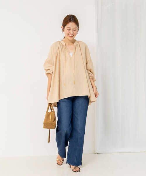NOLLEY’S(ノーリーズ)の「ウォッシャブルオーバーブラウス(シャツ/ブラウス・レディース・ネイビー/ベージュ/サックスブルー・38)」の14枚目の写真