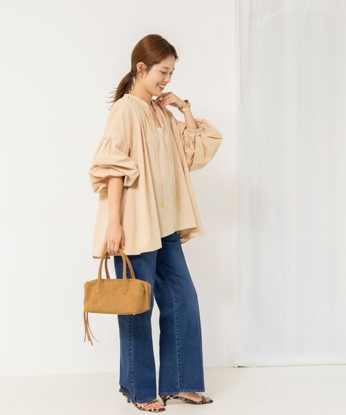 NOLLEY’S(ノーリーズ)の「ウォッシャブルオーバーブラウス(シャツ/ブラウス・レディース・ネイビー/ベージュ/サックスブルー・38)」の15枚目の写真