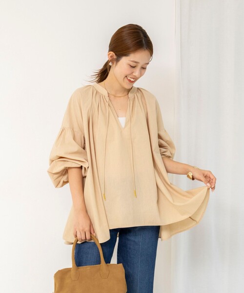 NOLLEY’S(ノーリーズ)の「ウォッシャブルオーバーブラウス(シャツ/ブラウス・レディース・ネイビー/ベージュ/サックスブルー・38)」の16枚目の写真