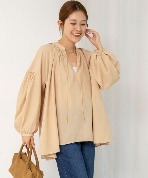 NOLLEY’S(ノーリーズ)の「ウォッシャブルオーバーブラウス(シャツ/ブラウス・レディース・ネイビー/ベージュ/サックスブルー・38)」の6枚目の写真