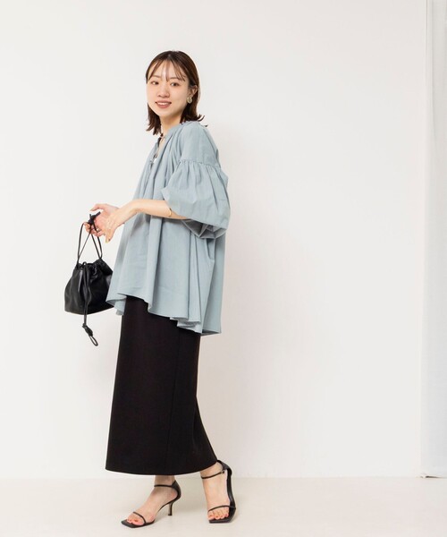 NOLLEY’S(ノーリーズ)の「ウォッシャブルオーバーブラウス(シャツ/ブラウス・レディース・ネイビー/ベージュ/サックスブルー・38)」の9枚目の写真