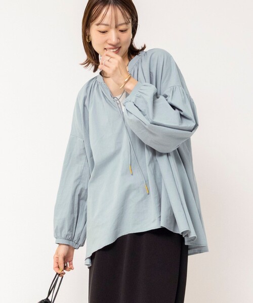 NOLLEY’S(ノーリーズ)の「ウォッシャブルオーバーブラウス(シャツ/ブラウス・レディース・ネイビー/ベージュ/サックスブルー・38)」の4枚目の写真