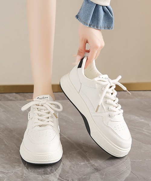 Miniministore(ミニミニストア)の「バイカラー厚底スニーカー 白 ベーシック(スニーカー・レディース・ホワイト×ブラック/ホワイト・23.5cm/23.0cm/22.5cm/25cm/24.5cm/24.0cm)」の6枚目の写真