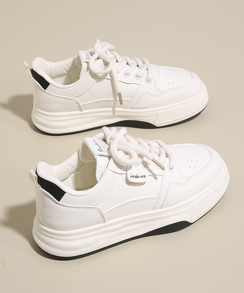 Miniministore(ミニミニストア)の「バイカラー厚底スニーカー 白 ベーシック(スニーカー・レディース・ホワイト×ブラック/ホワイト・23.5cm/23.0cm/22.5cm/25cm/24.5cm/24.0cm)」の7枚目の写真