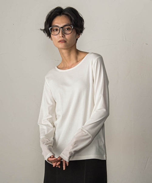 MAYSON GREY(メイソングレイ)の「ベロアカフスロングTシャツ(Tシャツ/カットソー・レディース・ブラック/オフホワイト・M)」の3枚目の写真