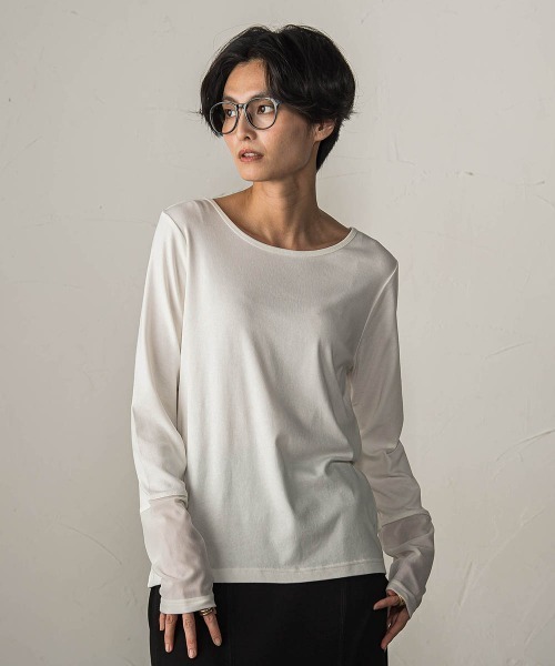 MAYSON GREY(メイソングレイ)の「ベロアカフスロングTシャツ(Tシャツ/カットソー・レディース・ブラック/オフホワイト・M)」の4枚目の写真