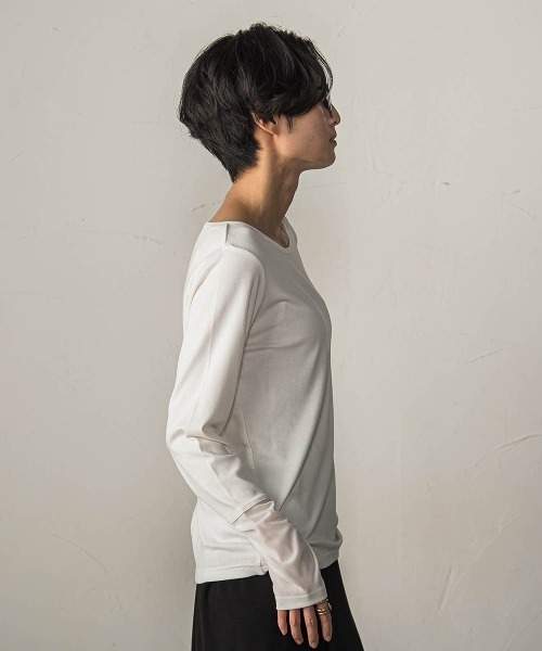MAYSON GREY(メイソングレイ)の「ベロアカフスロングTシャツ(Tシャツ/カットソー・レディース・ブラック/オフホワイト・M)」の5枚目の写真