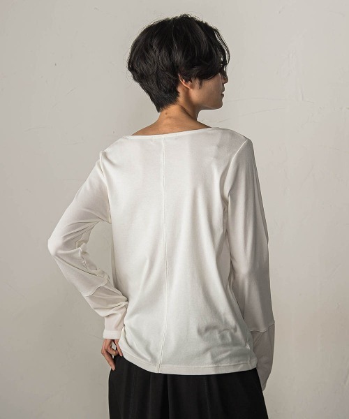 MAYSON GREY(メイソングレイ)の「ベロアカフスロングTシャツ(Tシャツ/カットソー・レディース・ブラック/オフホワイト・M)」の6枚目の写真