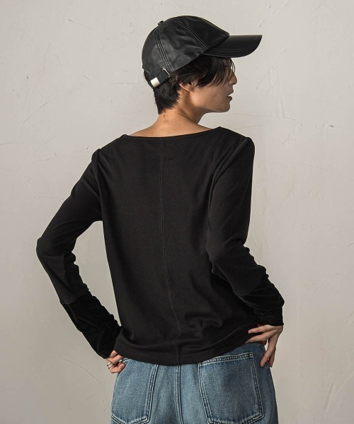 MAYSON GREY(メイソングレイ)の「ベロアカフスロングTシャツ(Tシャツ/カットソー・レディース・ブラック/オフホワイト・M)」の17枚目の写真