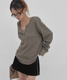 [MADE] ダネルワッフルヘンリーネック長袖Tシャツ