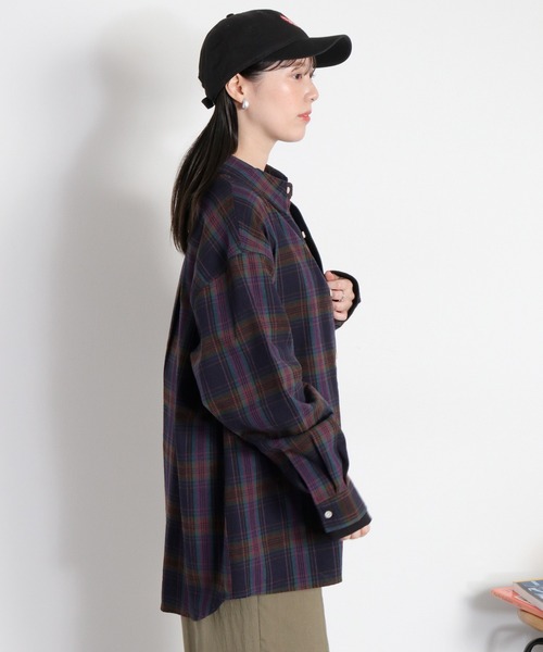 BEVERLY HILLS POLO CLUB（ビバリーヒルズポロクラブ）の「【BEVERLY HILLS POLO CLUB】ルーズネルチェックオーバーシャツ（シャツ/ブラウス・レディース・グレー/ネイビー/ライトグリーン・M）」の14枚目の写真
