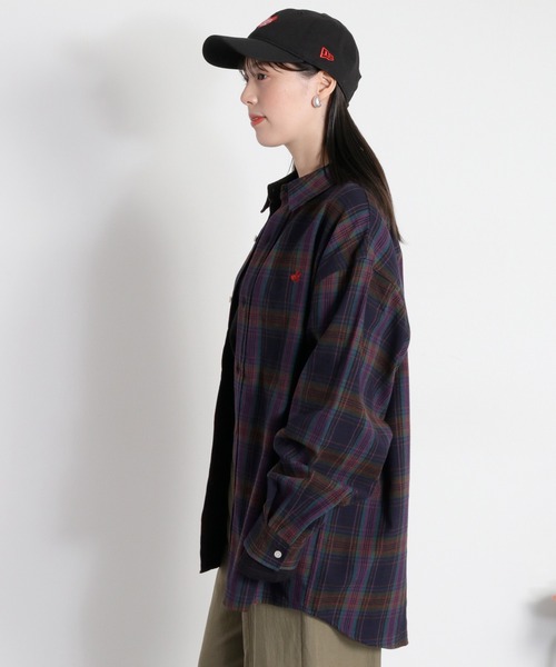 BEVERLY HILLS POLO CLUB（ビバリーヒルズポロクラブ）の「【BEVERLY HILLS POLO CLUB】ルーズネルチェックオーバーシャツ（シャツ/ブラウス・レディース・グレー/ネイビー/ライトグリーン・M）」の12枚目の写真