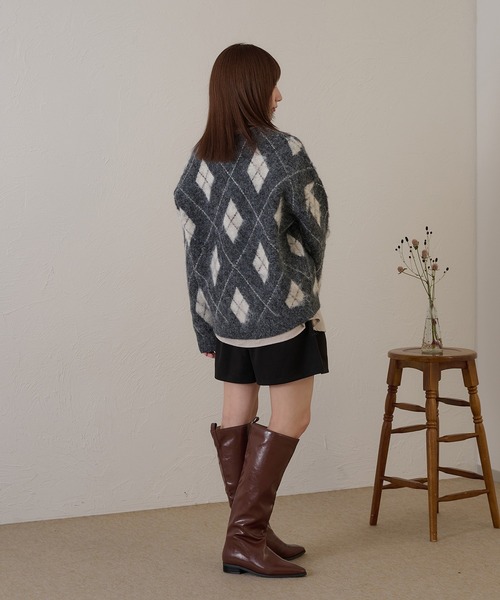 raffime(ラフィミー)の「【Raffime】アーガイルVネックニット(ニット/セーター・レディース・グレー/ベージュ・フリー)」の9枚目の写真