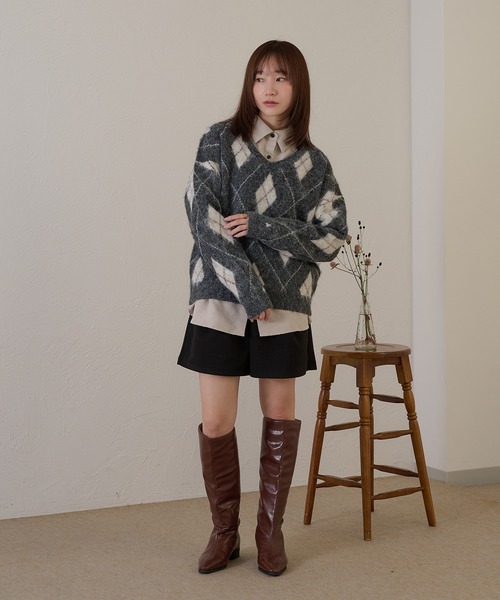 raffime(ラフィミー)の「【Raffime】アーガイルVネックニット(ニット/セーター・レディース・グレー/ベージュ・フリー)」の15枚目の写真