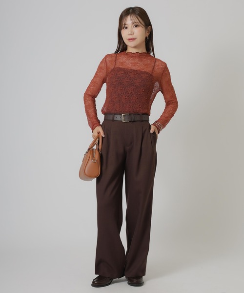 Riberry(リベリー)の「総レースシアートップス(Tシャツ/カットソー・レディース・レッド/ブラック/ブラウン/アイボリー・MEDIUM)」の16枚目の写真