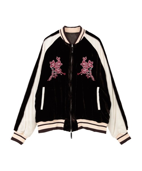 CONVERSE TOKYO（コンバーストウキョウ）の「VELOUR EMBROIDERY SOUVENIR JACKET（ブルゾン・レディース・ブラック/ブラウン/ブルー・FREE）」の7枚目の写真