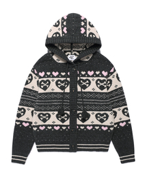 SKULL HEART NORDIC KNIT CARDIGAN CHARCOAL(CV2GFUK680A)