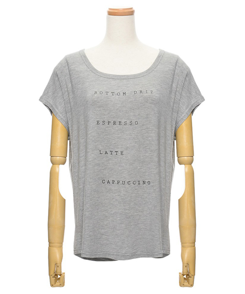 Re:EDIT（リエディ）の「BOTTOMロゴタイプとろみ生地ドルマントップス/カットソー/Ｔシャツ/とろみシャツ[Re:EDIT/リエディ]（Tシャツ/カットソー・レディース・サンドベージュ/ネイビー/ブラック/杢グレー/ブルー/カーキオリーブ/ホワイト/キャメル/ピンク/レッド・MEDIUM）」の12枚目の写真