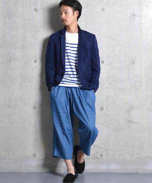 SHIPS JET BLUE（シップスジェットブルー）の「SHIPS JET BLUE: インディゴライク ガウチョパンツ■（その他パンツ・メンズ・ネイビー/ライトブルー・SMALL/MEDIUM）」の8枚目の写真