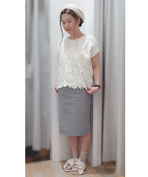 RAY CASSIN（レイカズン）の「綿ギャバストレッチペンシル（スカート・レディース・オフホワイト/ライトグレー/ブラック・FREE）」の13枚目の写真