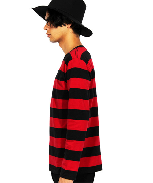 8(eight)(エイト)の「ボーダー ロング Tシャツ 長袖 Tシャツ(Tシャツ/カットソー・メンズ・ブラック×グレー/ブラック×レッド/ブラック×ホワイト・LARGE/MEDIUM)」の4枚目の写真