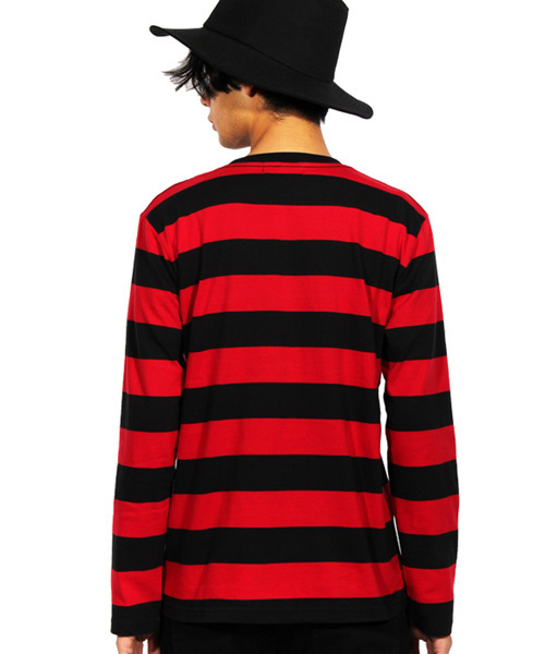 8(eight)(エイト)の「ボーダー ロング Tシャツ 長袖 Tシャツ(Tシャツ/カットソー・メンズ・ブラック×グレー/ブラック×レッド/ブラック×ホワイト・LARGE/MEDIUM)」の6枚目の写真
