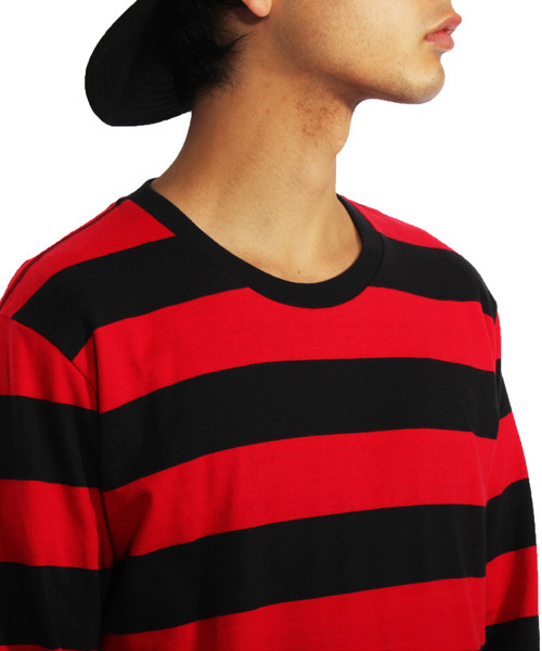 8(eight)(エイト)の「ボーダー ロング Tシャツ 長袖 Tシャツ(Tシャツ/カットソー・メンズ・ブラック×グレー/ブラック×レッド/ブラック×ホワイト・LARGE/MEDIUM)」の12枚目の写真