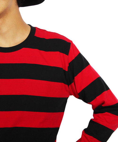 8(eight)(エイト)の「ボーダー ロング Tシャツ 長袖 Tシャツ(Tシャツ/カットソー・メンズ・ブラック×グレー/ブラック×レッド/ブラック×ホワイト・LARGE/MEDIUM)」の11枚目の写真