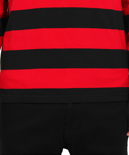 8(eight)(エイト)の「ボーダー ロング Tシャツ 長袖 Tシャツ(Tシャツ/カットソー・メンズ・ブラック×グレー/ブラック×レッド/ブラック×ホワイト・LARGE/MEDIUM)」の9枚目の写真