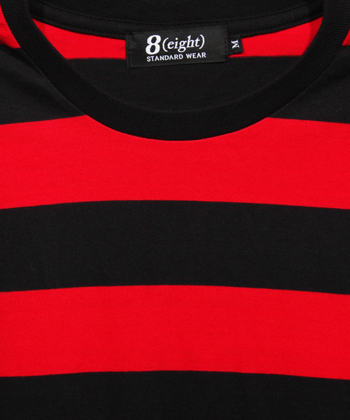 8(eight)(エイト)の「ボーダー ロング Tシャツ 長袖 Tシャツ(Tシャツ/カットソー・メンズ・ブラック×グレー/ブラック×レッド/ブラック×ホワイト・LARGE/MEDIUM)」の8枚目の写真