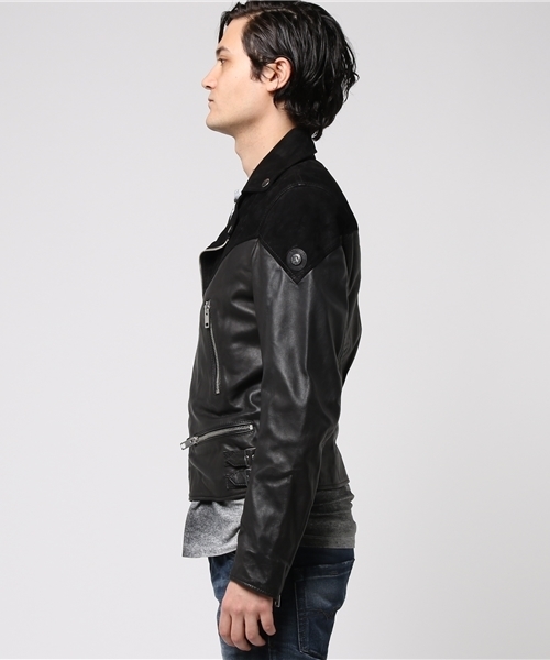 DIESEL(ディーゼル)の「00SVCJ0PANP(ライダースジャケット・メンズ・ブラック/ブラウン・SMALL/X-LARGE/LARGE/MEDIUM)」の3枚目の写真