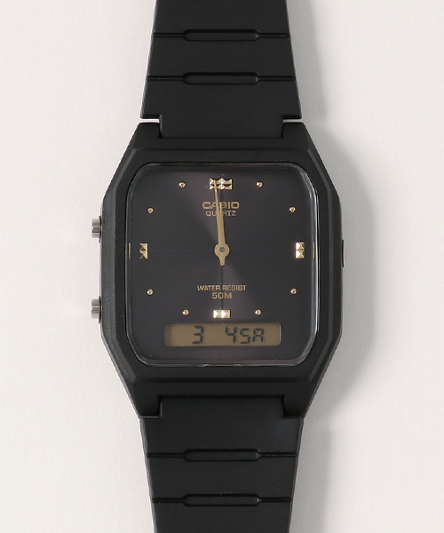 CASIO（カシオ）の「CASIO カシオ/ 日本製クォーツ アナログ デジタルウォッチ スクエアフェイス ラバーベルト 日常生活防水 腕時計 クォーツ //// AWスクエアシリーズ（デジタル腕時計・メンズ・ブラック×シルバー/ブラック系その他/ブラック×ゴールド/ブラック×ブラック・FREE）」の6枚目の写真