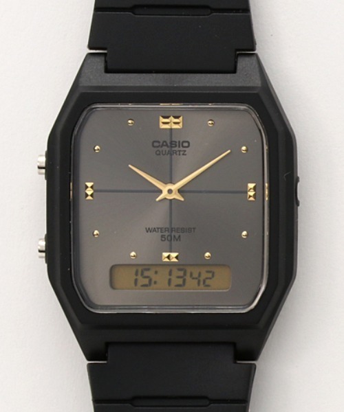 CASIO（カシオ）の「CASIO カシオ/ 日本製クォーツ アナログ デジタルウォッチ スクエアフェイス ラバーベルト 日常生活防水 腕時計 クォーツ //// AWスクエアシリーズ（デジタル腕時計・メンズ・ブラック×シルバー/ブラック系その他/ブラック×ゴールド/ブラック×ブラック・FREE）」の7枚目の写真
